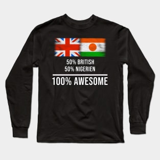 50% British 50% Nigerien 100% Awesome - Gift for Nigerien Heritage From Niger Long Sleeve T-Shirt